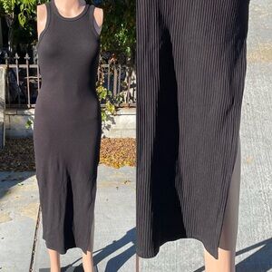 Fashion Nova Ribbed Maxi Tank Dress Slit